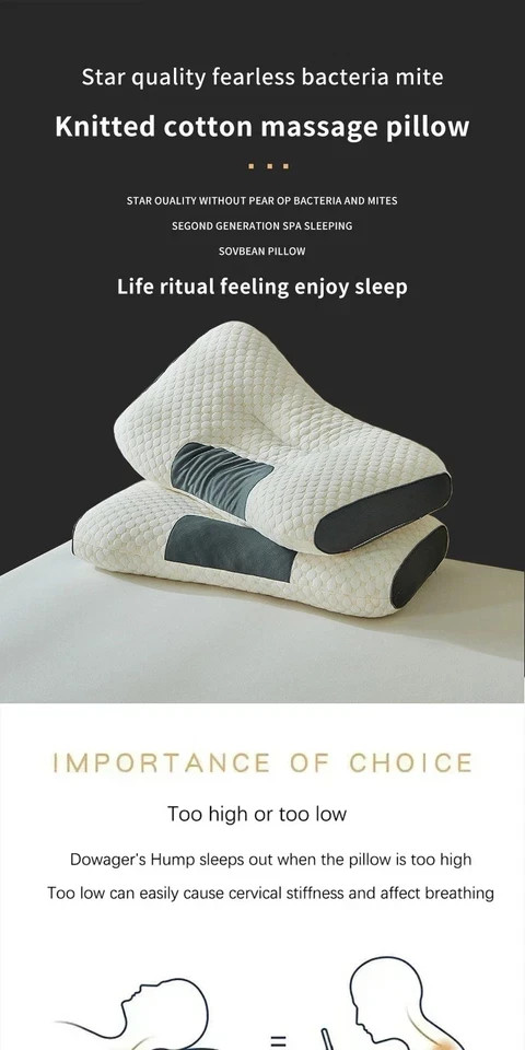 2PC Memory Foam | Neck Pillow Sleeping | Soft Ergonomic Cervical Support Cushion