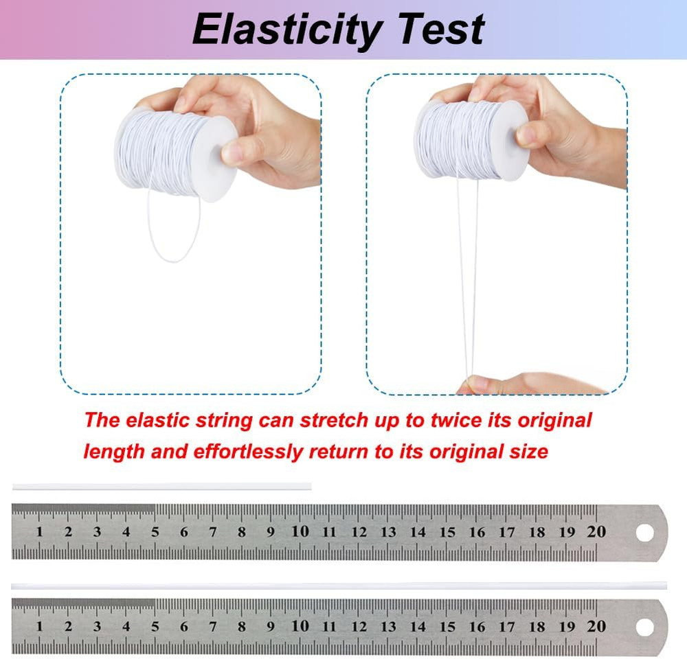 White Elastic String, 328 Feet 1Mm Stretchy Bracelet String Bead Cord for Bracel