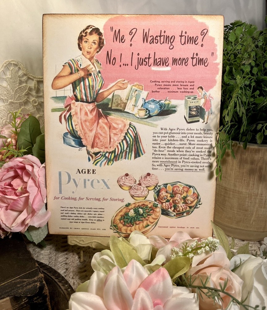 Pyrex Lady, Retro Advertisement, Handcrafted Plaque / Sign #4