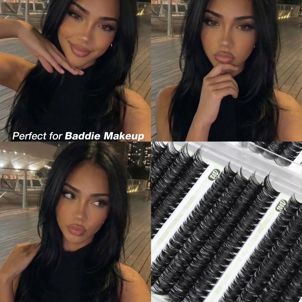 D-Curly Cluster Eyelash Extensions 480Pcs Volume Lash Extensions DIY Eyelash ...