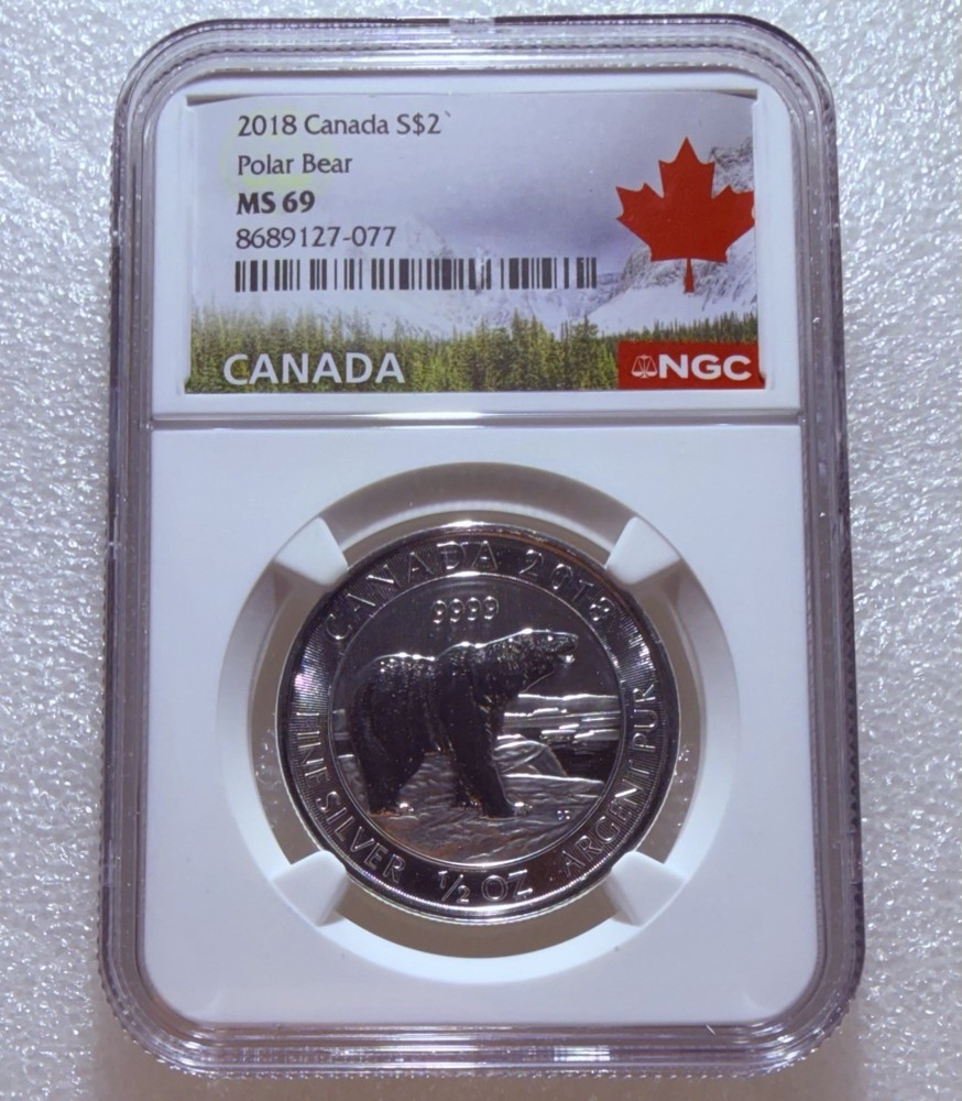 2018 Canada $2 Polar Bear Silver Commemorative Coin NGC MS69 Uncirculated