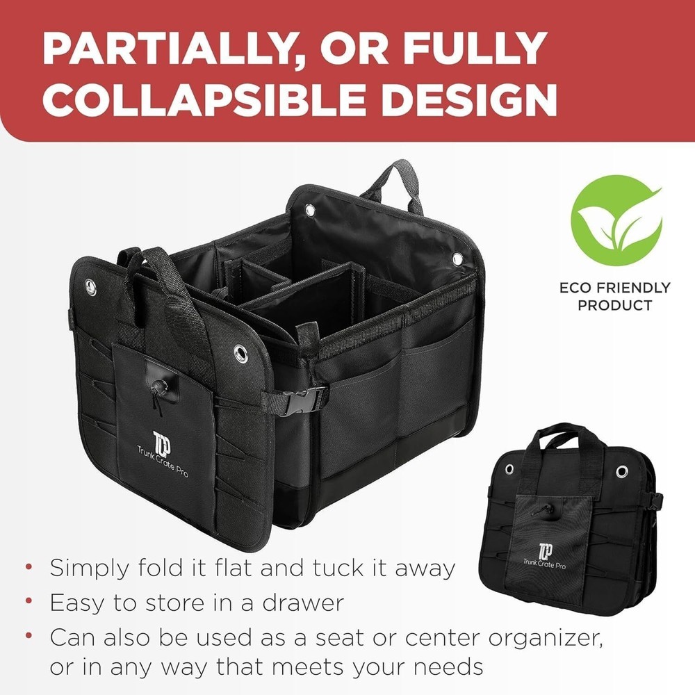 Trunk Organizer Adjustable Multi Compartments Collapsible Car Storage Handbag