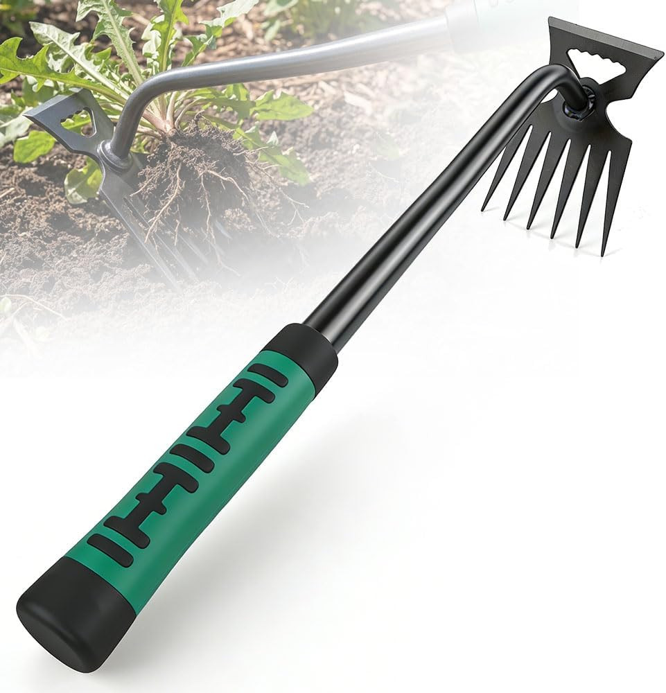 Manual Weed Puller Tool, 6‑Teeth Hand Weeder for Garden Soil & Root Removal