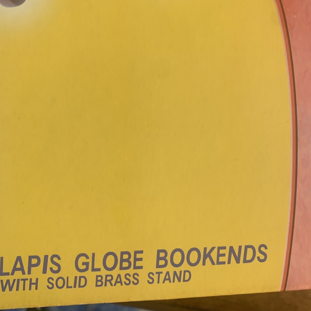 New CLASSIC TREASURES Blue Lapis Gemstone Globe Bookends w/ Solid Brass Stands