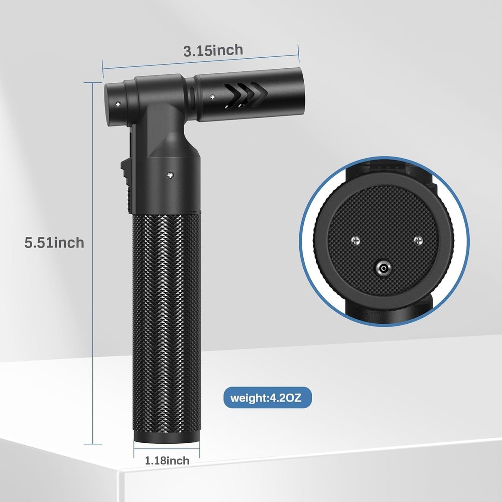 2 Pack Butane Torch Lighter Soldering Refillable ONE SIZE, Black