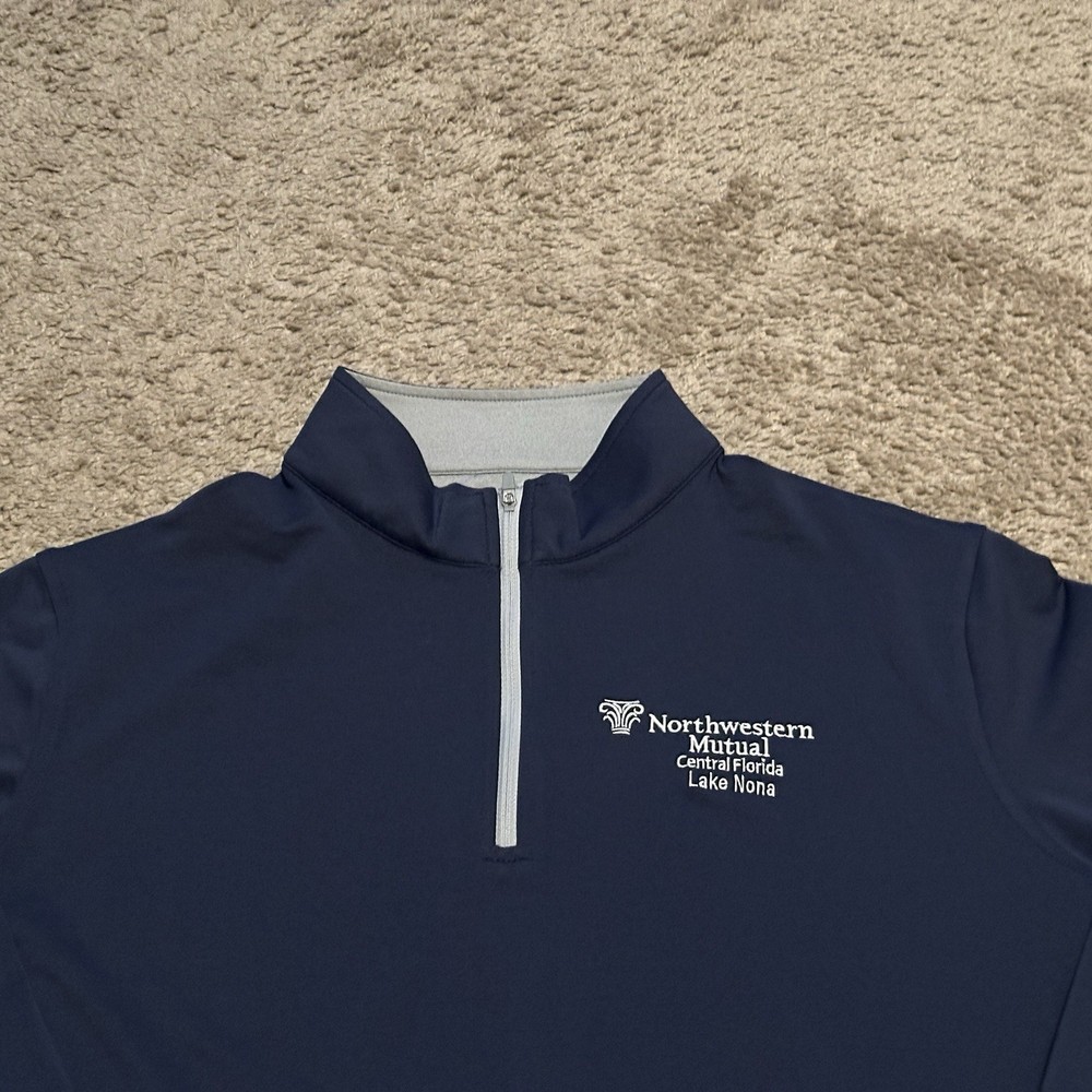 Peter Millar 1/4 Zip Sweater Mens Large Pullover Perth Performance Golf Blue