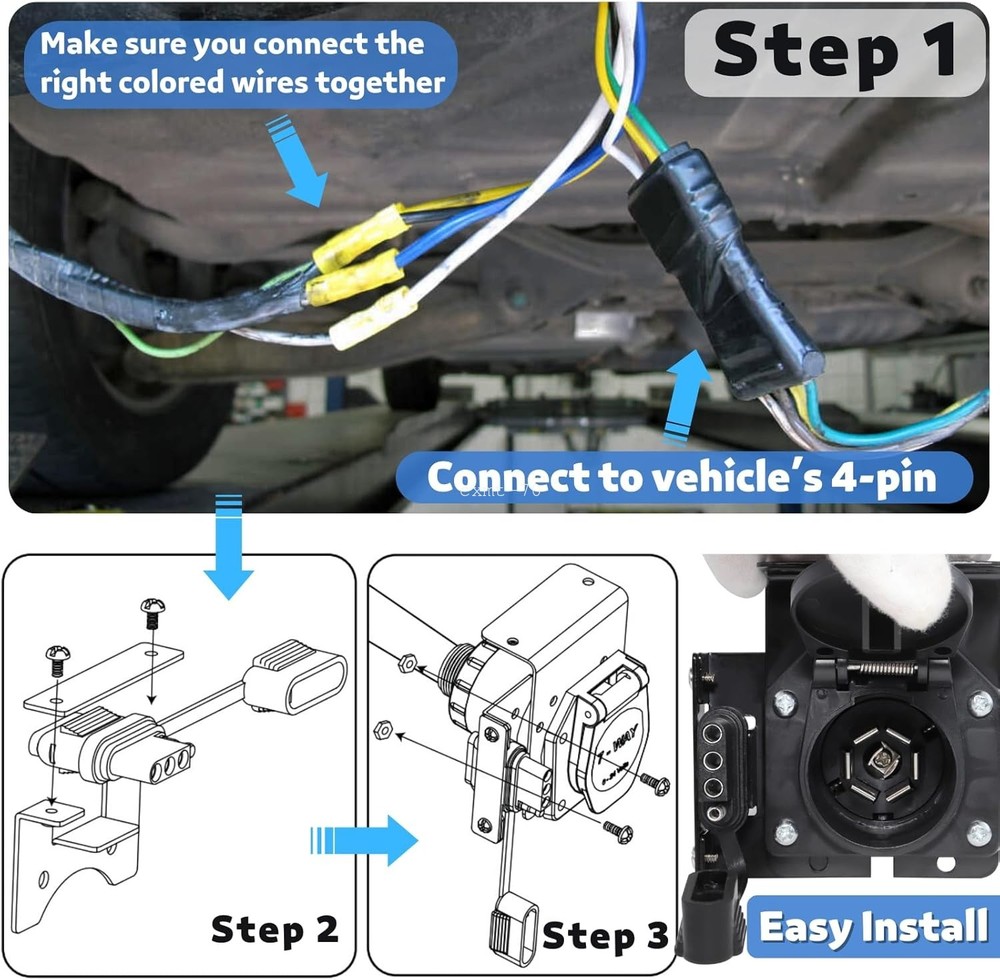 Universal Multi-Tow 4-Way to 7-Way Blade and 4 Pin Flat Trailer Light Adapter