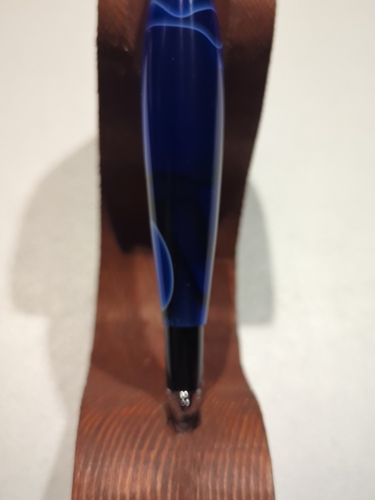 Handmade Acrylic Stylus Blue With Chrome Trim