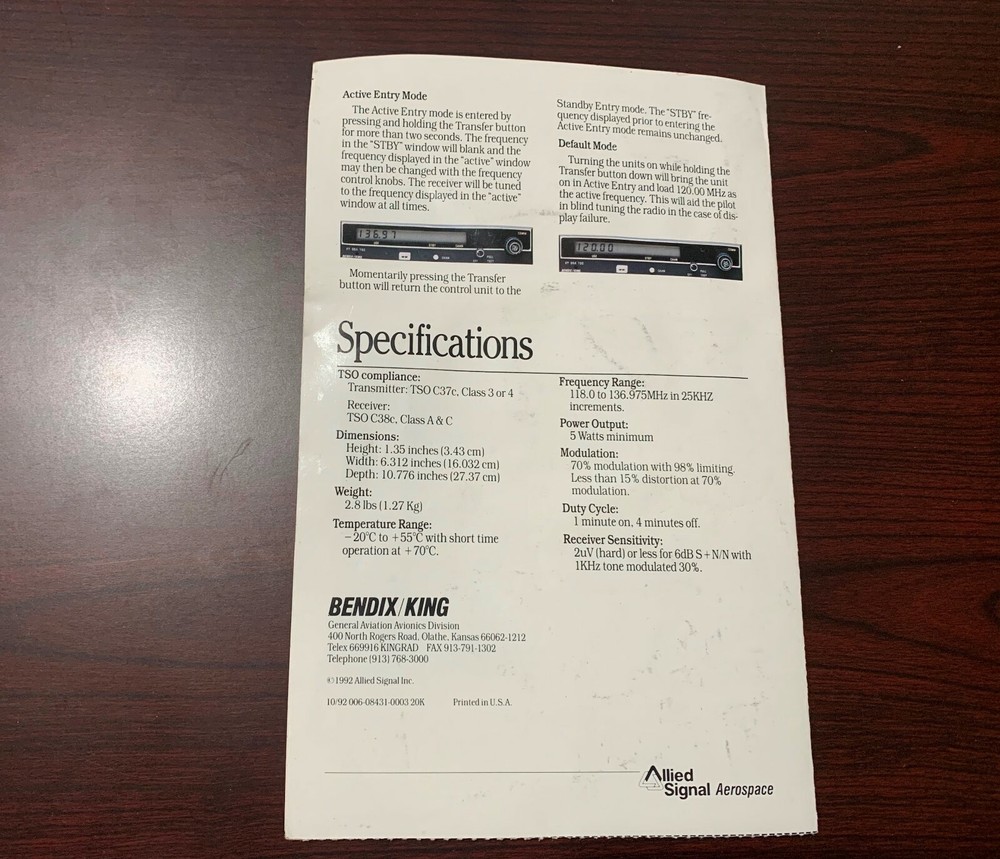 King KY 96A & KY 97 pilots guide