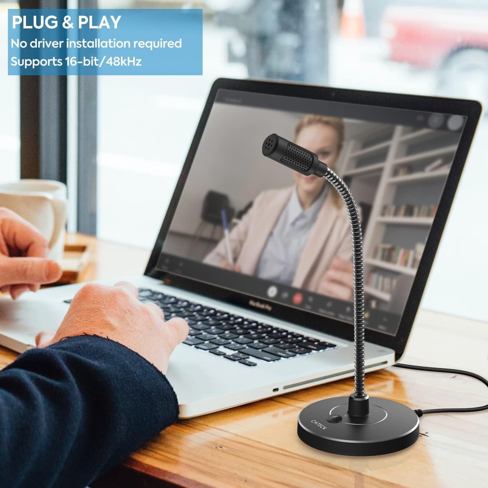 CMTECK USB Computer Microphone G009, Noise-Cancelling Recording Desktop Mic for