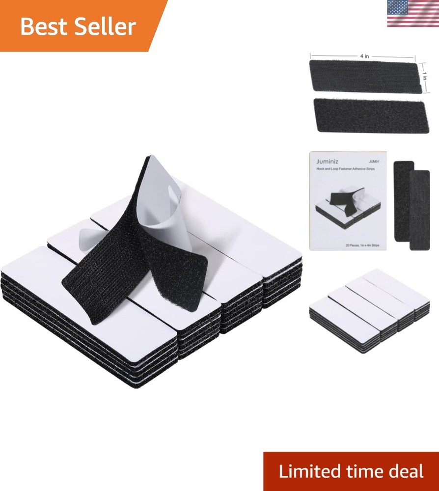Versatile 1x4 Inch Adhesive Hook and Loop Strips - 20 Sets for Easy Mounting