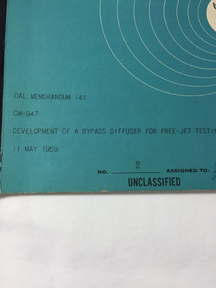 Convair ~ 11 May 1959 Development of a Bypass Diffuser For Free Jet Testing