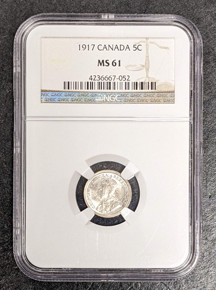 1917 Canada Silver George V 5 Cent NGC MS 61