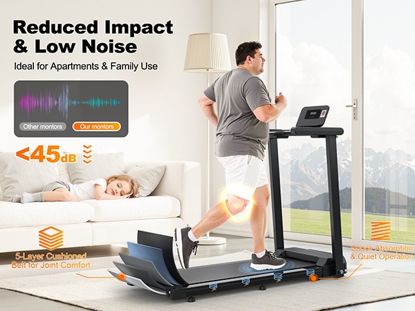 2.5HP Foldable Treadmill 300LBS Maximum Capacity Folding Treadmill W/ Handles d3