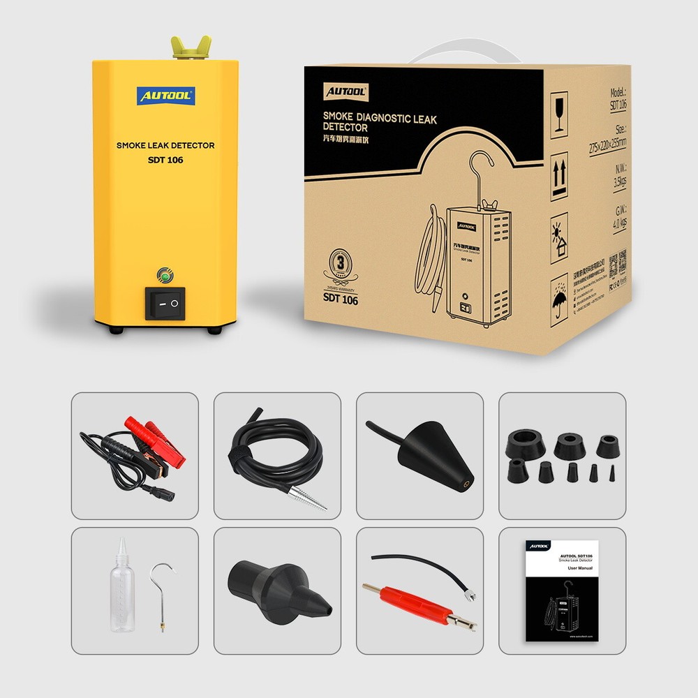 AUTOOL SDT106 EVAP Smoke Machine Diagnostic Pipe System Vacuum Leak Detector