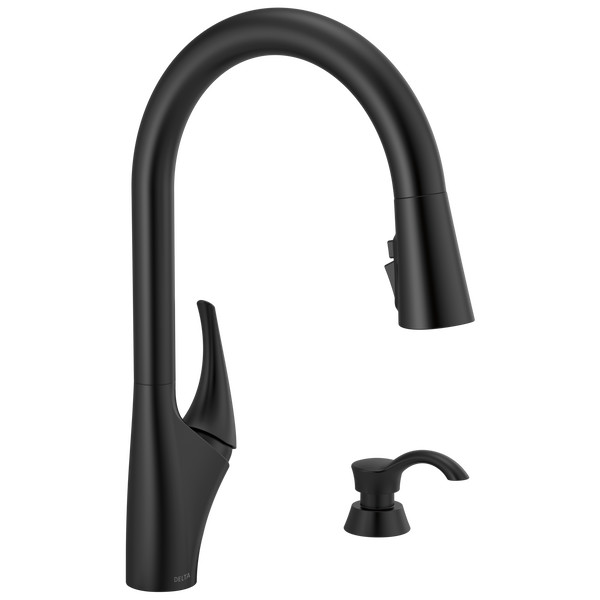 Delta Anderson Pull-Down Kitchen Faucet Matte Black-Certified Refurbished