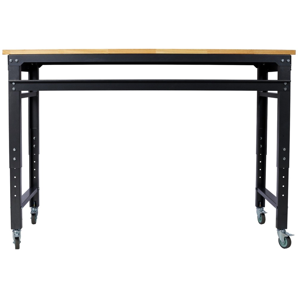 60" Garage Rolling Workbench Adjustable Height Metal Tool Bench Black