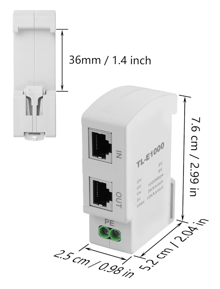 Ethernet Surge Protector 1000Mbps DIN Rail Network Surge Protector LAN Network