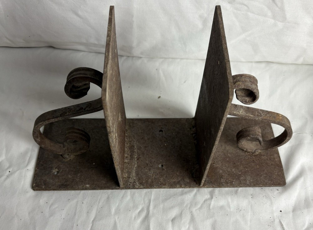 Antique Cast Iron Double Scroll Post Base / Topper Bracket 3.5” Post Opening