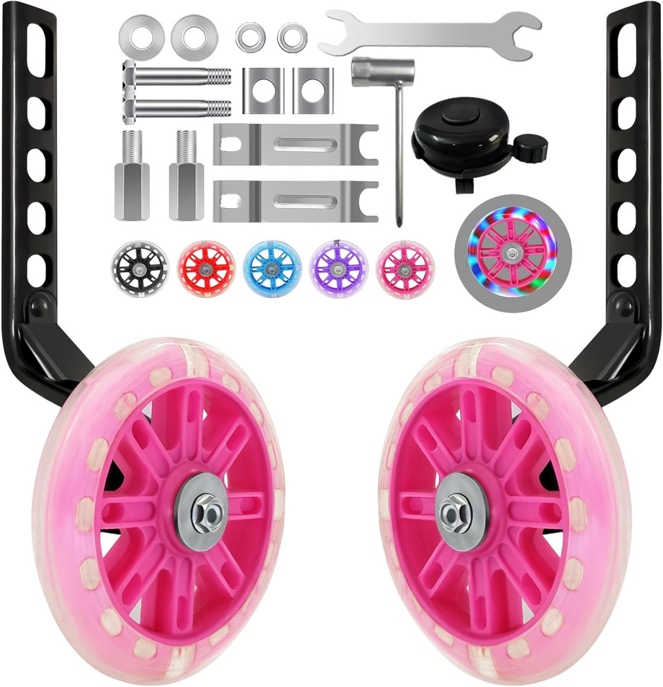 Bike Training Wheels Mute Flash Wheels with Adjustable Bicycle Stabilizer Mounte