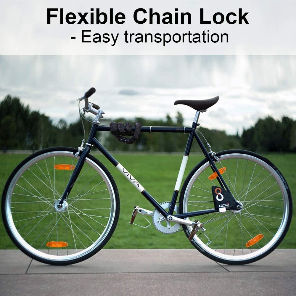 Chain Lock Keyless Bike Lock Heavy Duty Chain with 5 Digit Combination Idea
