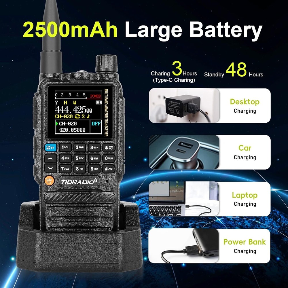 Radios Handheld, Type C & Wireless Programming, 8-Band Walkie Walkies Long Range