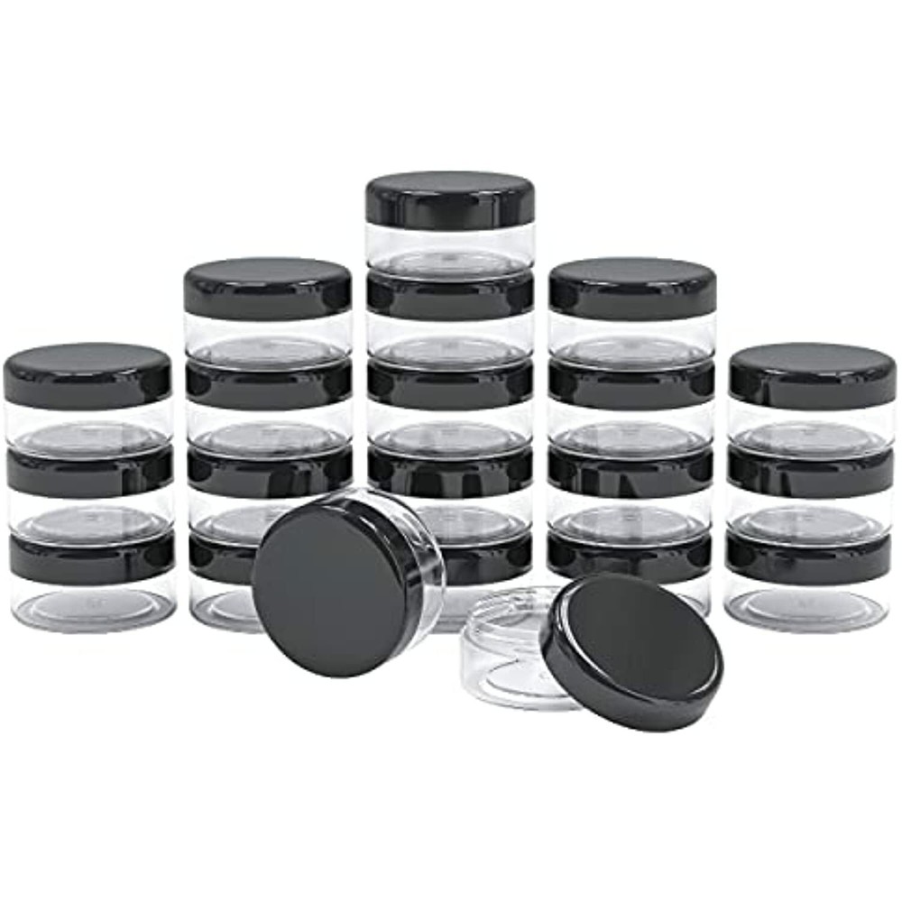 ZAVBE 100 Pieces Empty 5 Grams Container with Black Lid