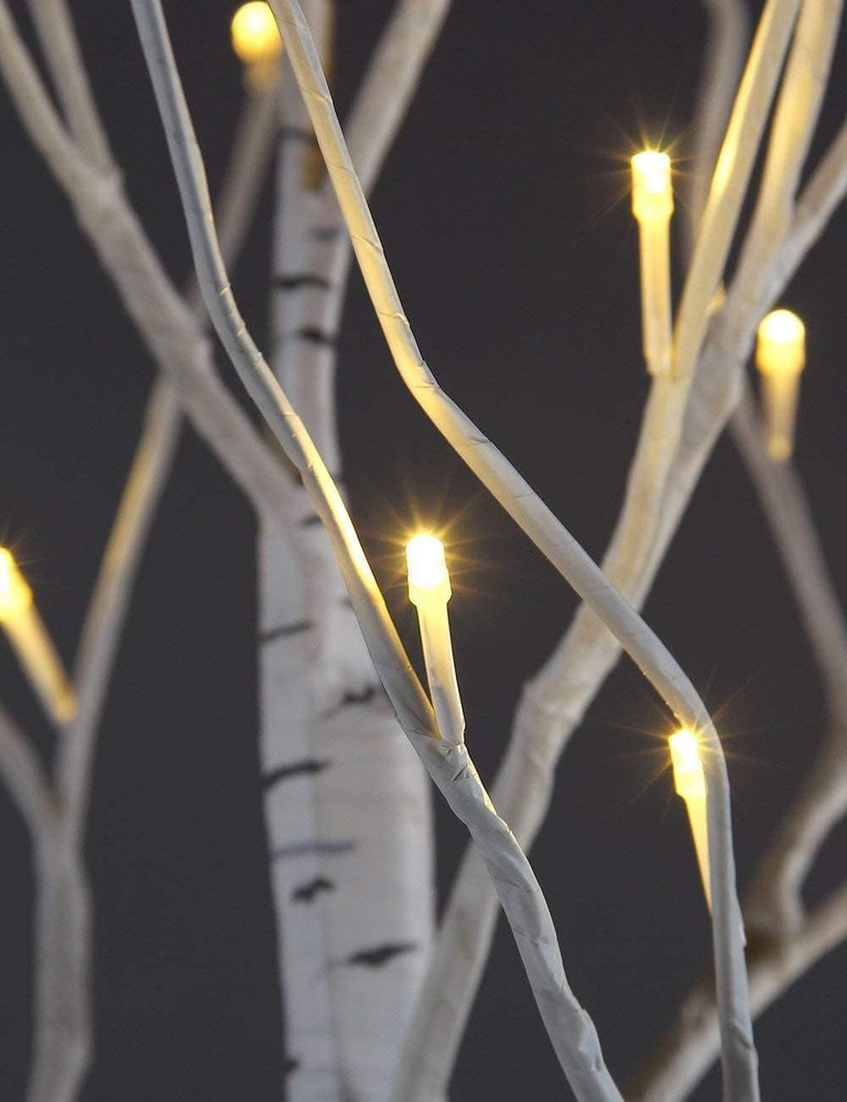 LED Birch Tree Light Set - 4Ft, 6Ft, 8Ft Trees with Warm White Lights (3-Pack)