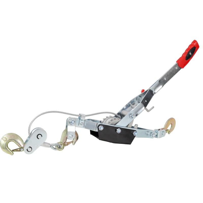 2Ton Hand Winch Puller Dual Gear 12ft Steel Cable Heavy Duty Pull Hoist 3Hooks