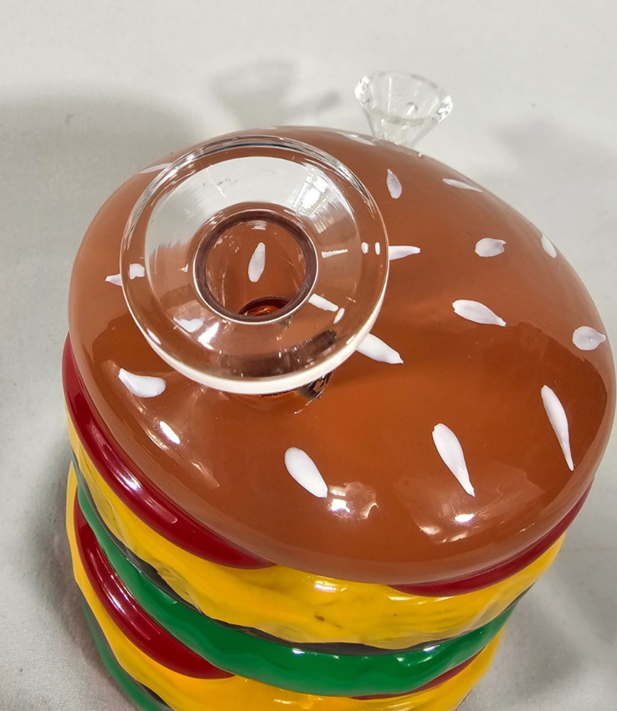 Glass Double Cheese Hamburger Pipe 5.5in tall