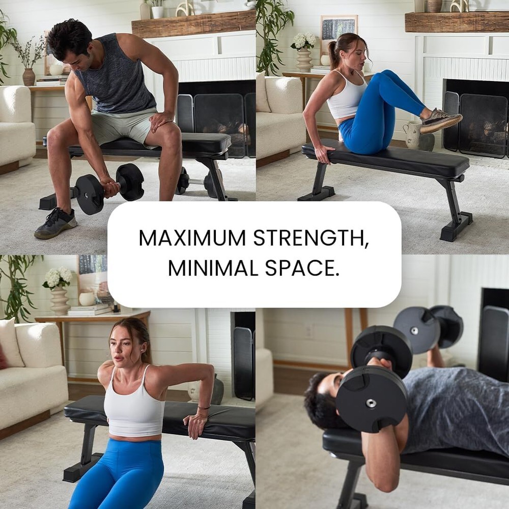 Finer Form Gym Quality Foldable Flat Bench for Multi-Purpose Weight Training