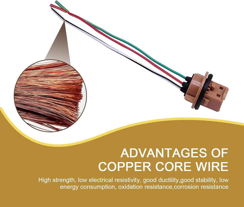 Pack-2 7443 Brake Light Bulb Holder Socket Pigtail Harness Connector