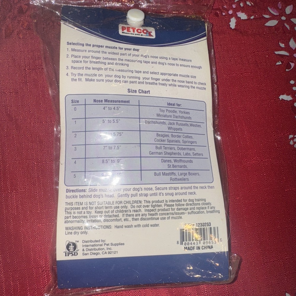 Petco Nylon Muzzle For Dogs Size 0 XS