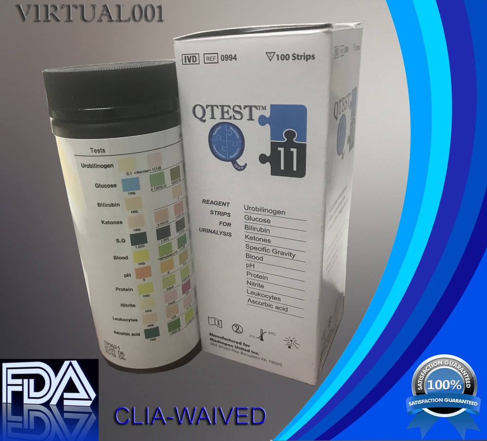 (10 pack / 1000 strips) Urine Dipstick 11 Parameter Urinalysis Reagent Tests