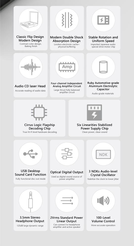 MOONDROP DISCDREAM 2 Portable CD Player USB Desktop Sound Card Function Optical