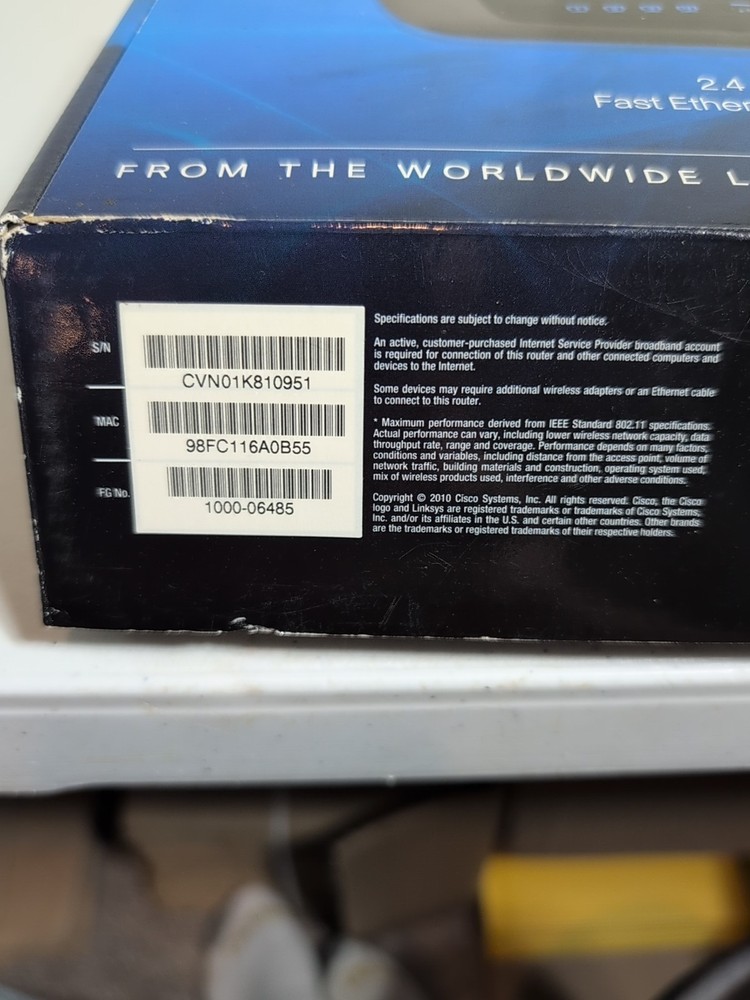 Cisco E 1000 Wierless -N- Router, WiFi Internet. New Open Box