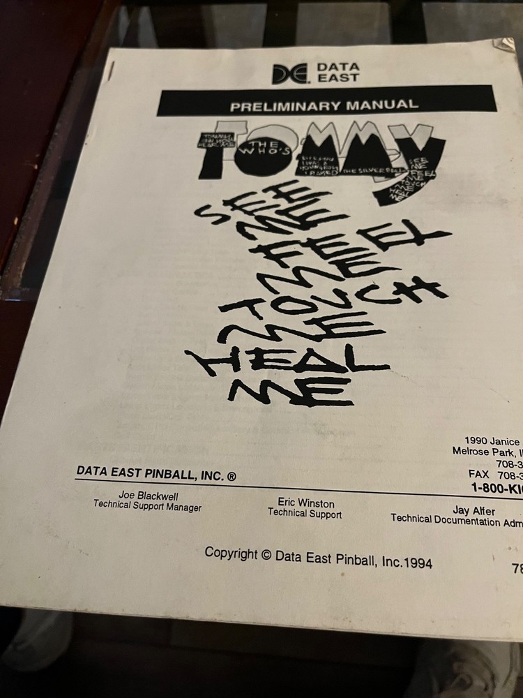 Tommy Pinball Preliminary Manual