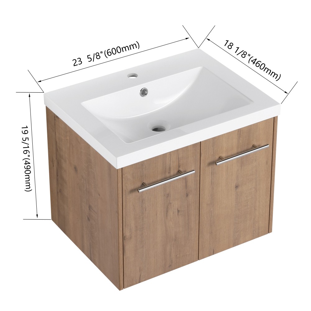 Bathroom Vanity with Sink Features Soft-Close Doors Floating Design