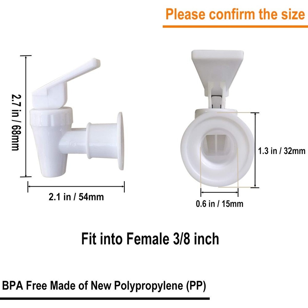 Cooler Faucet - 2 Blue and 2 Red Water Dispenser Tap Set - Internal Thread Pl...