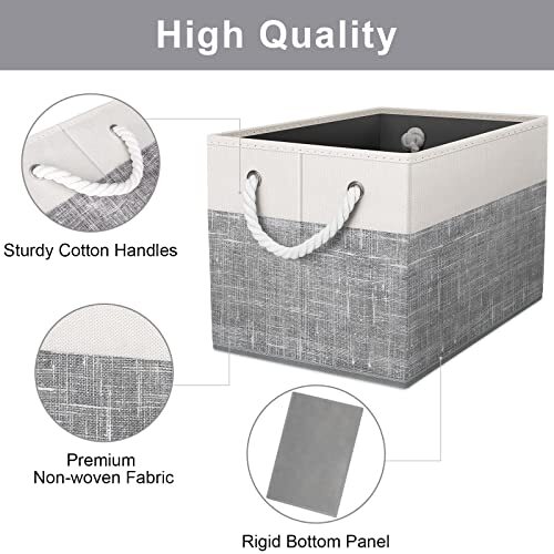 Storage Bins [3-Pack], Foldable Storage Baskets for 3Pack White & Grey