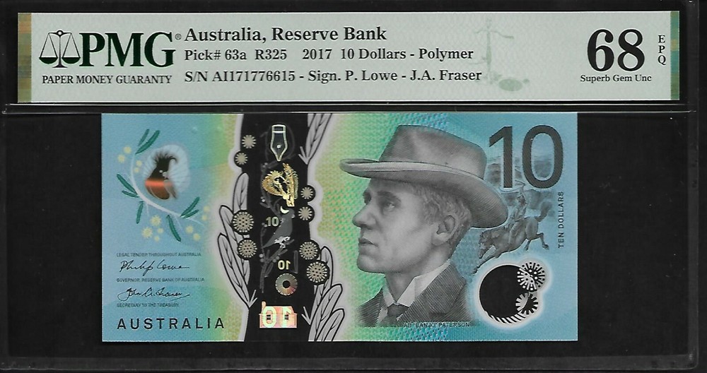 Australia 10 Dollars 2017 PMG 68 EPQ UNC P#63a Polymer