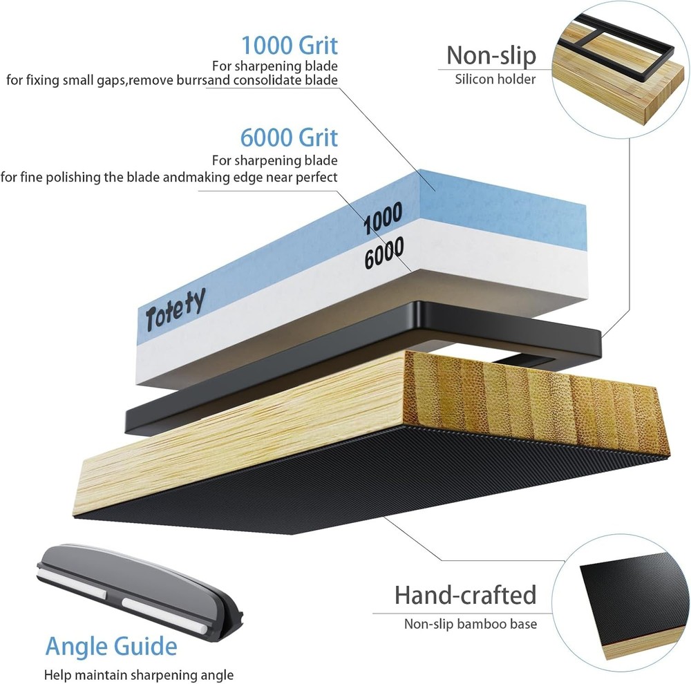 7 PCS Knife Sharpening Stone Set Professional Whetstone 2 Side Grit 1000/6000