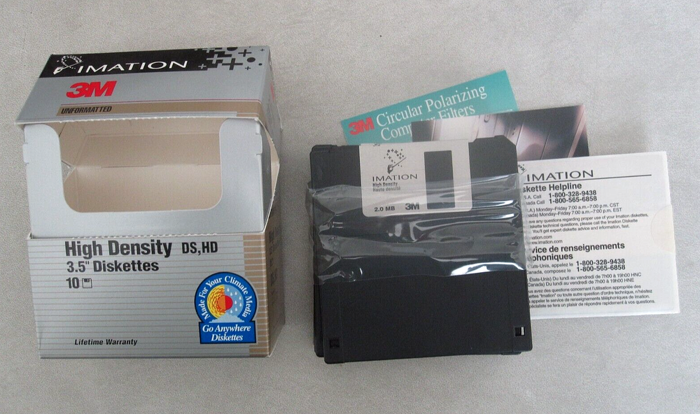 Diskettes - never used - 3M unformatted High Density, 2.0MB