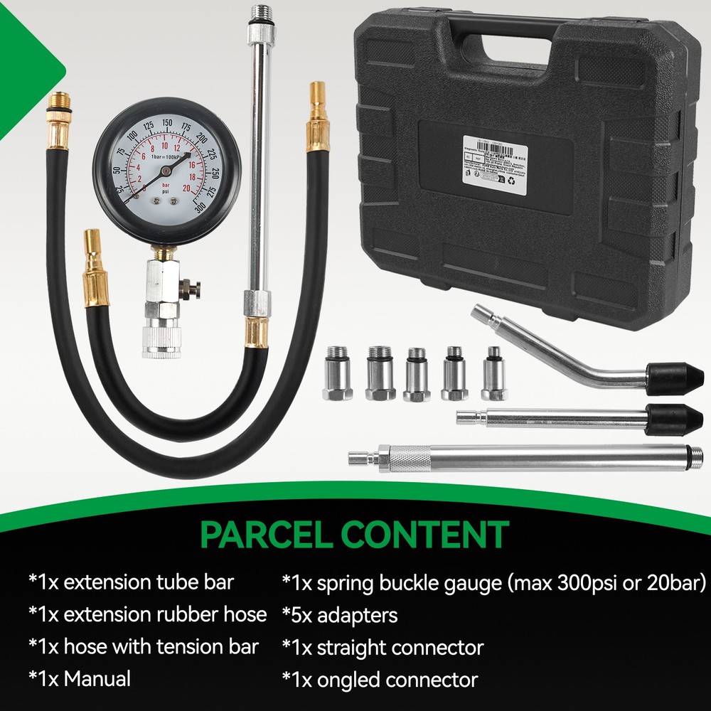 11Pc Cylinder Compression Gauge Tester Kit Gas Engine Diagnostic Testing Tool US