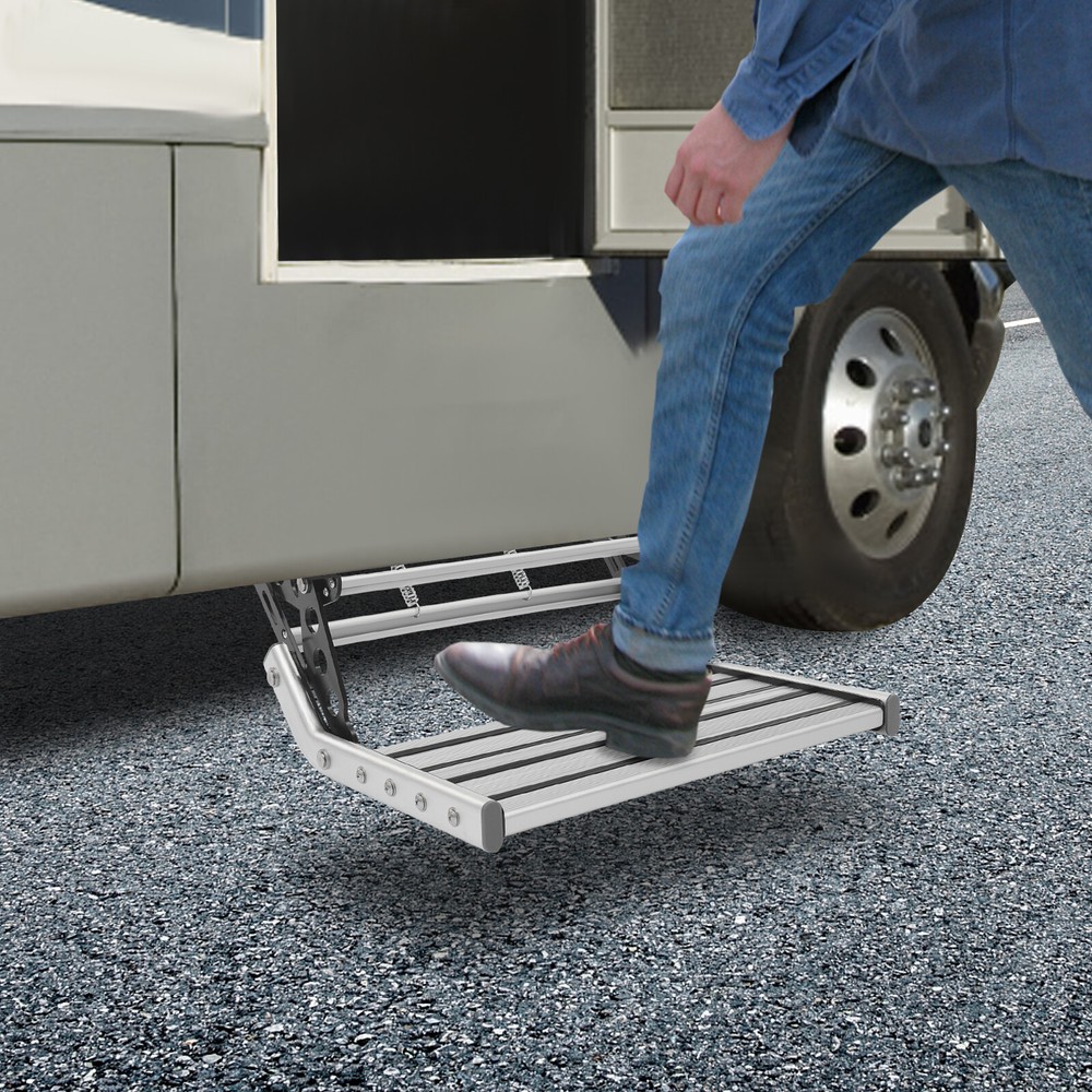 Aluminum 1 Step Pull Out Retractable RV Camper Platform Steps Stair Anti-Slip