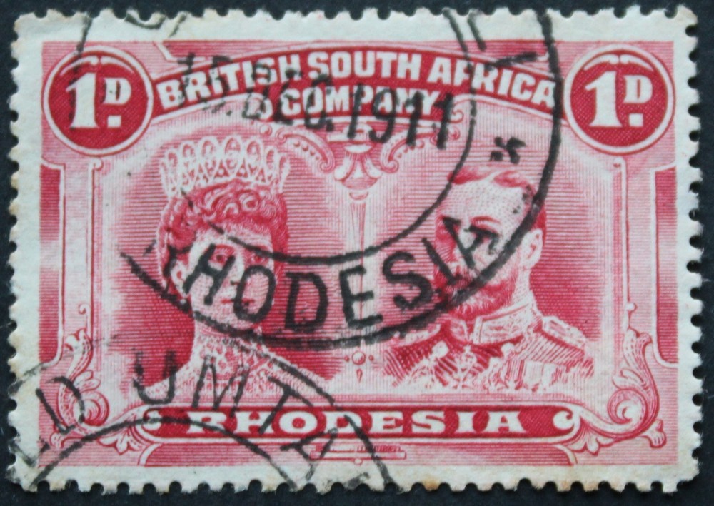 Rhodesia Double Head One Penny with OLD UMTALI (DC) postmark