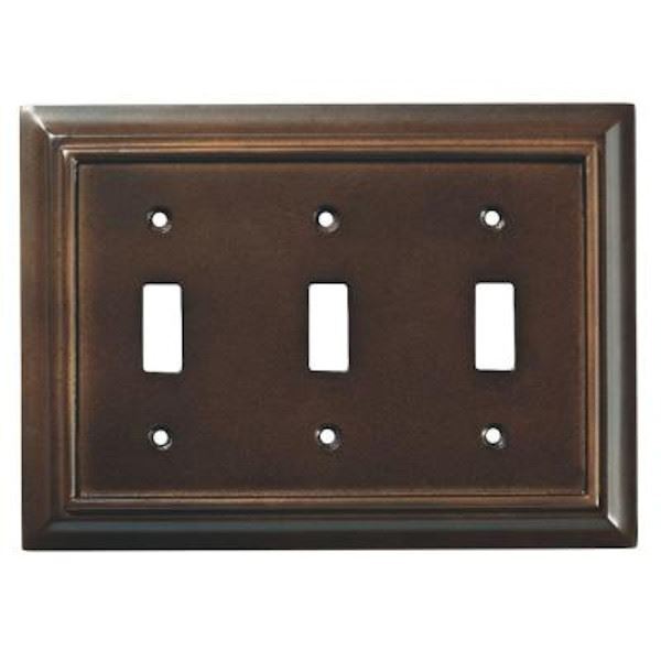 Brainerd - Liberty Triple Switch Architectural Wall Plate - Walnut