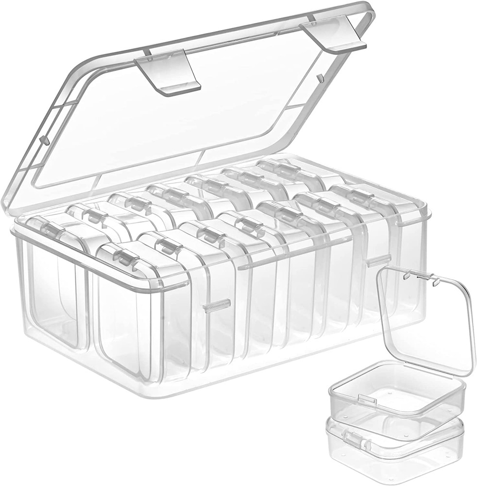 Small Bead Organizers, 15 Pieces Plastic Storage Cases Mini Clear Bead Storage C