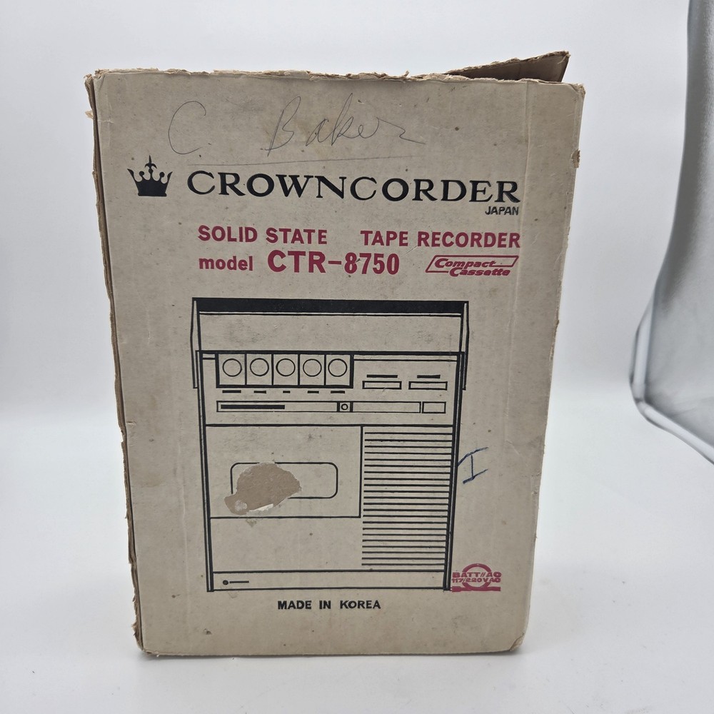 VTG Crowncorder Ctr-8750 Solid State Tape Recorder Made In Korea Cassette Tested