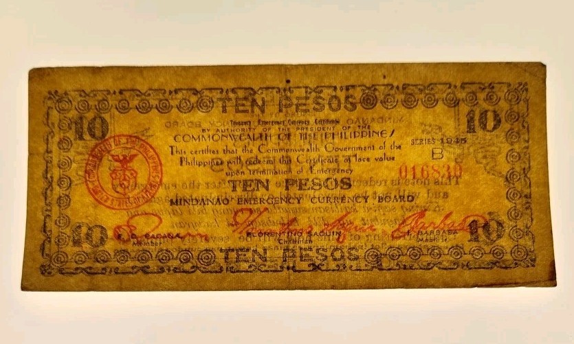 1944 Philippines 10 Pesos 016830 Mindanao